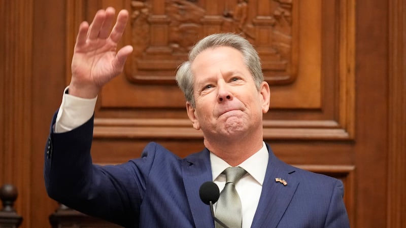 Gov. Brian Kemp speaks during the State of the State, Thursday, Jan. 15, 2026, in Atlanta. (AP...